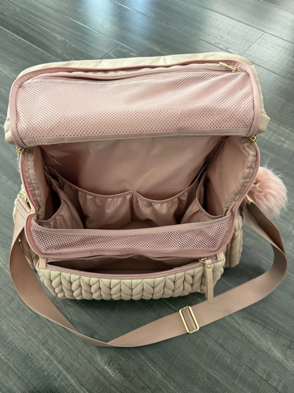 Happbrand Quilted Puffer Diaper Bag in Blush Pink
